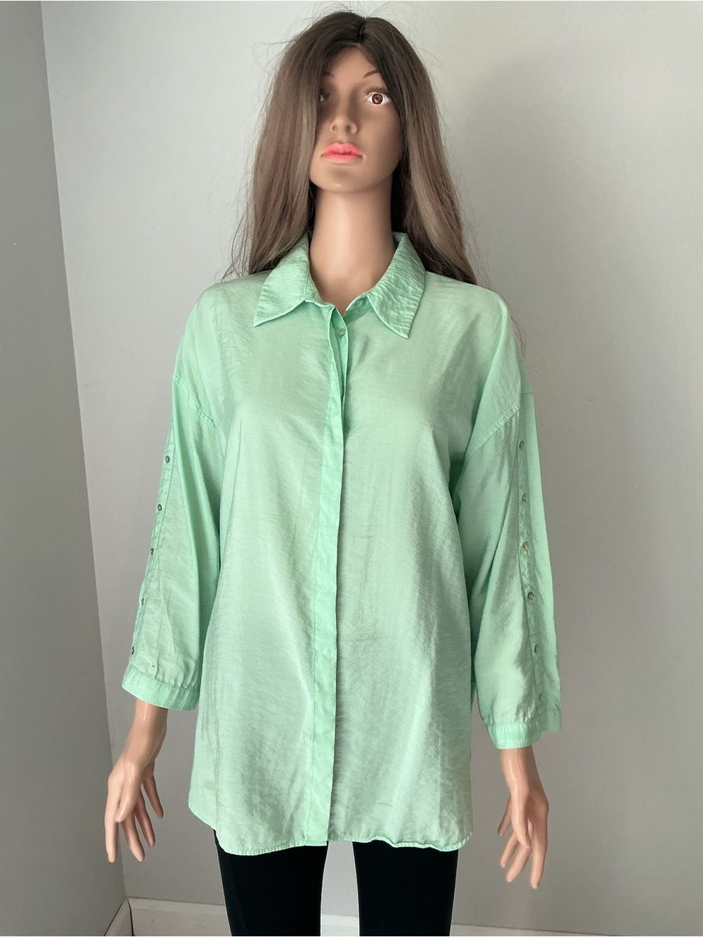 Zara Mint Green Button-Down Woman's Shirt